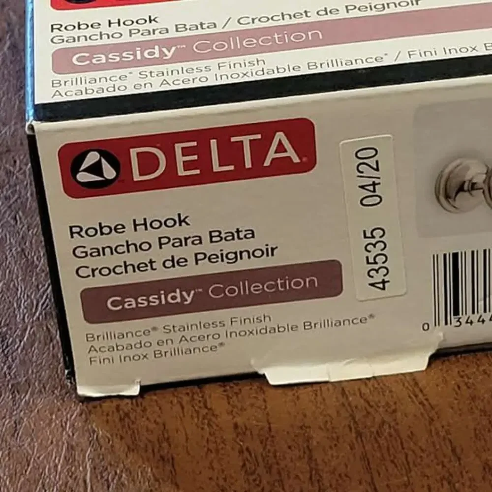 Delta Cassidy 79735-SS Double Robe Hook, Stainless Steel New, sealed